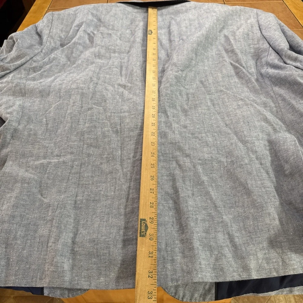 Stafford Jacket 60R Big & Tall Jacket Blue Herringbone Linen Cotton Sport Coat